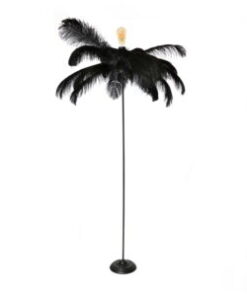 מנורת רצפה עיטור נוצות שחורות